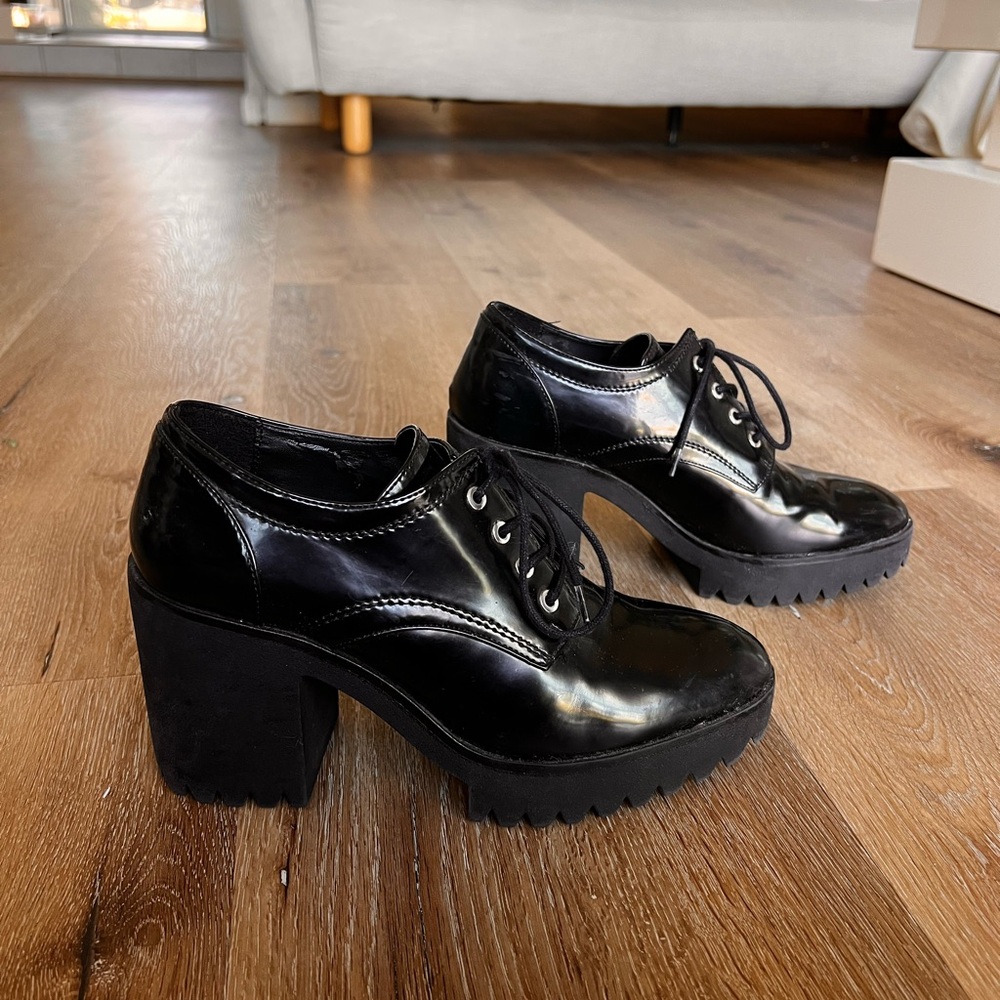 Zara Black Platform Oxford Shoes